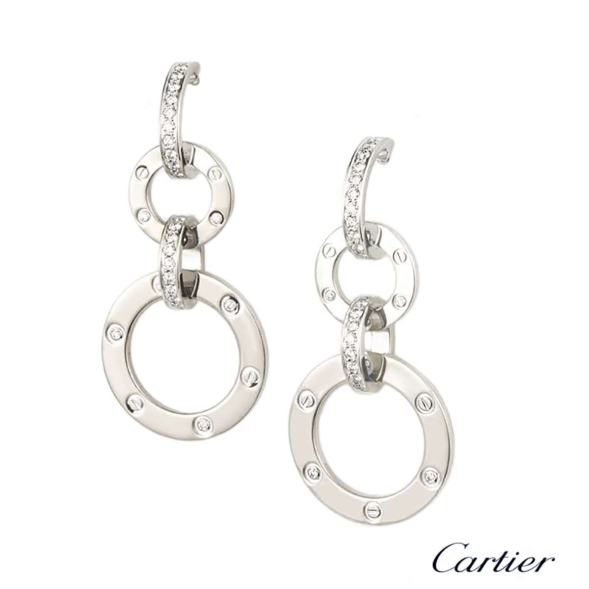 cartier white gold diamond earrings